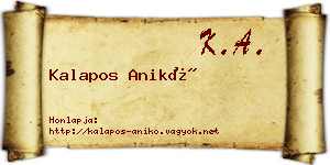 Kalapos Anikó névjegykártya